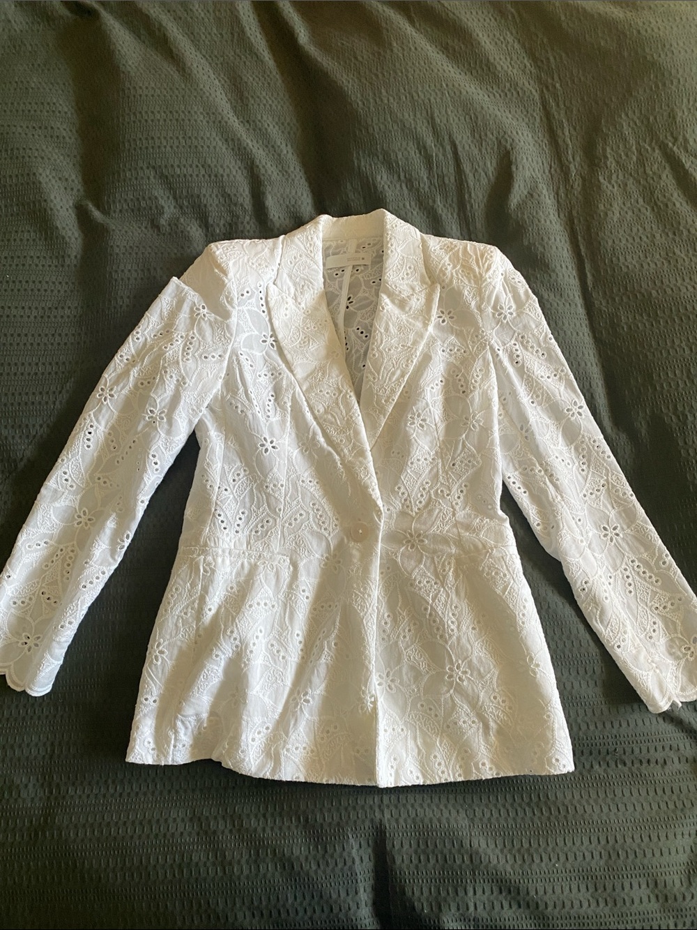Zara White Eyelet Lace Blazer
